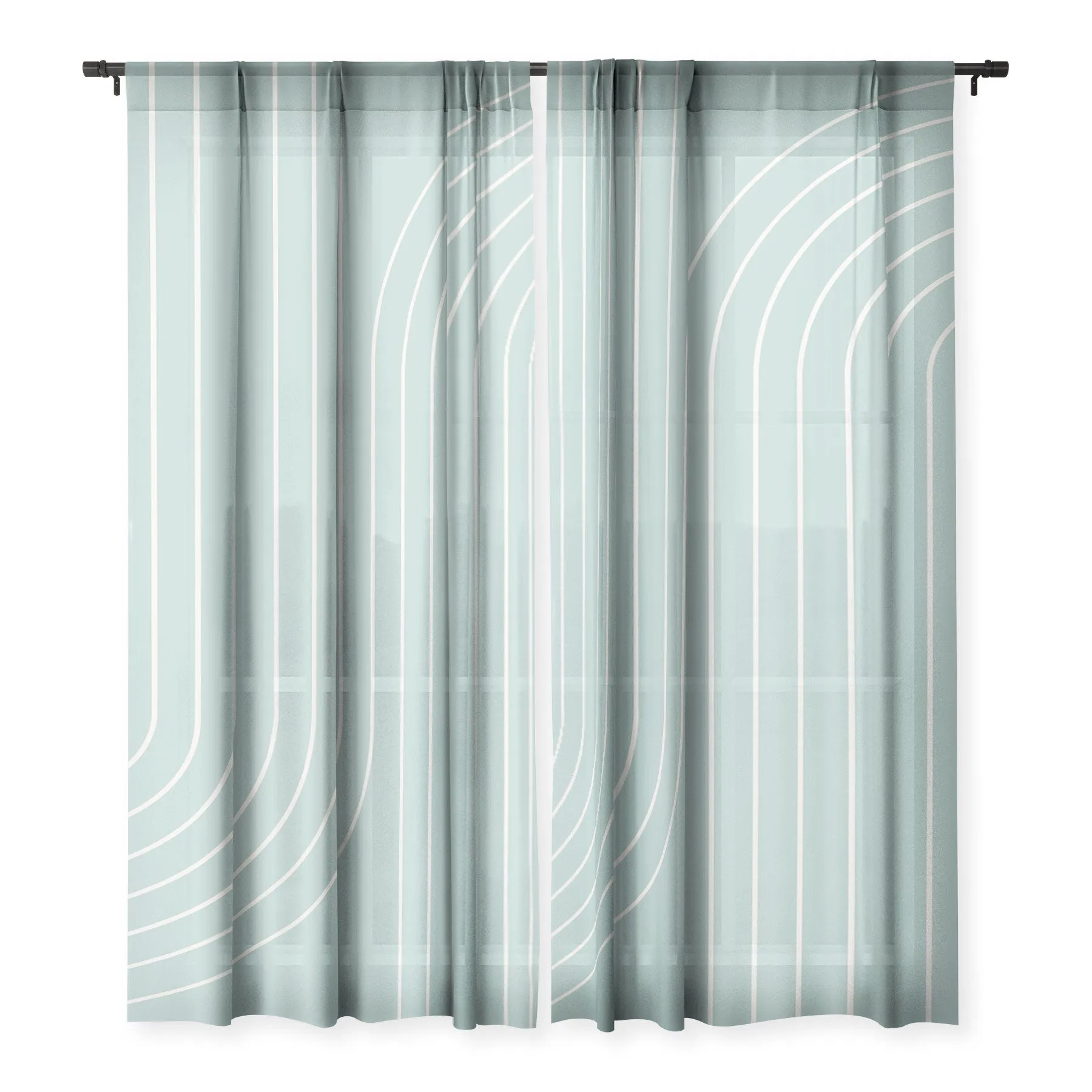MINIMAL LINE CURVATURE ORANGE WINDOW CURTAINS