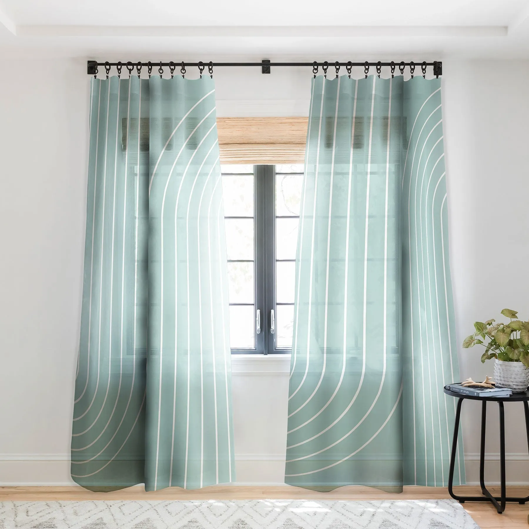 MINIMAL LINE CURVATURE ORANGE WINDOW CURTAINS