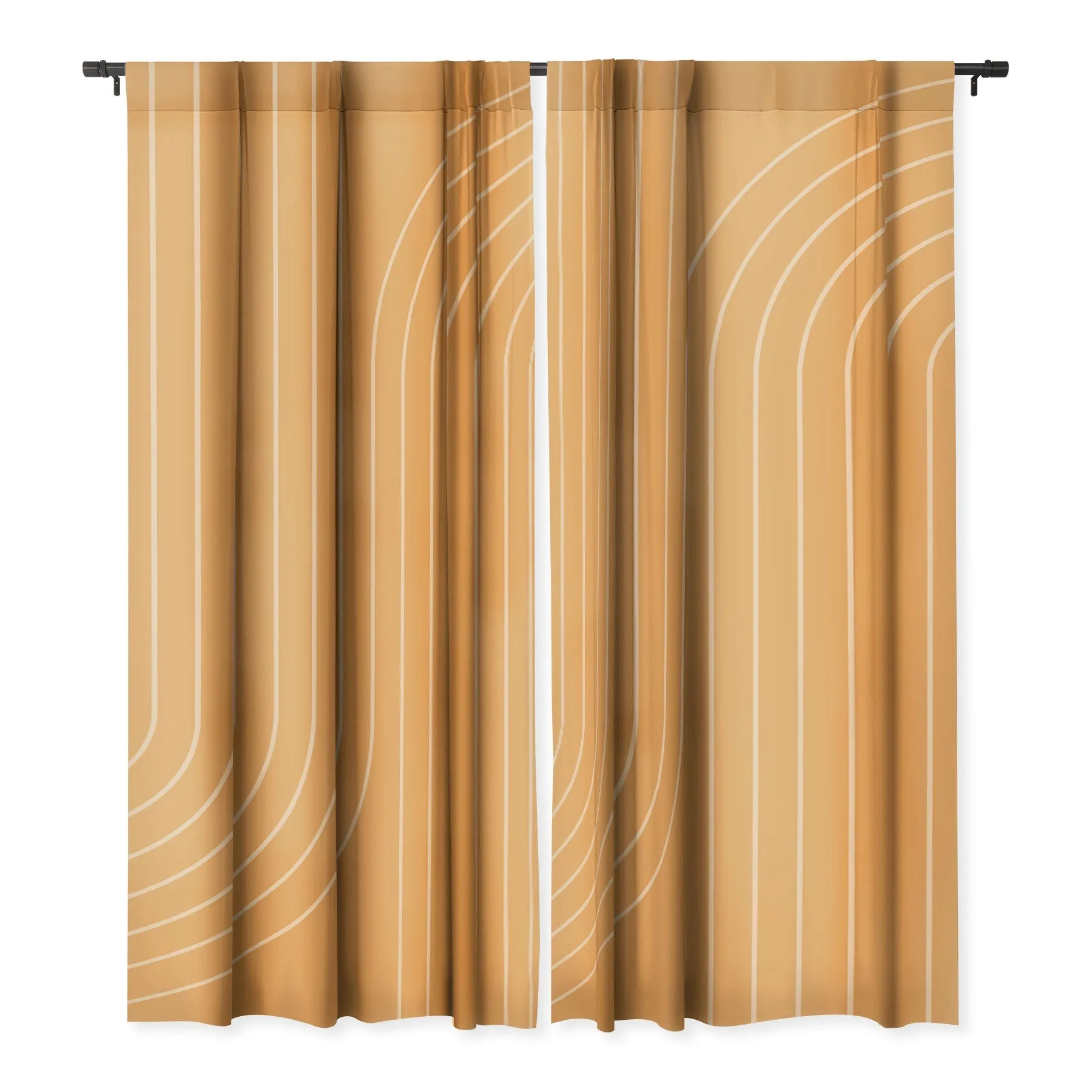 MINIMAL LINE CURVATURE ORANGE WINDOW CURTAINS
