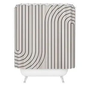 MINIMAL LINE CURVATURE WHITE SHOWER CURTAIN