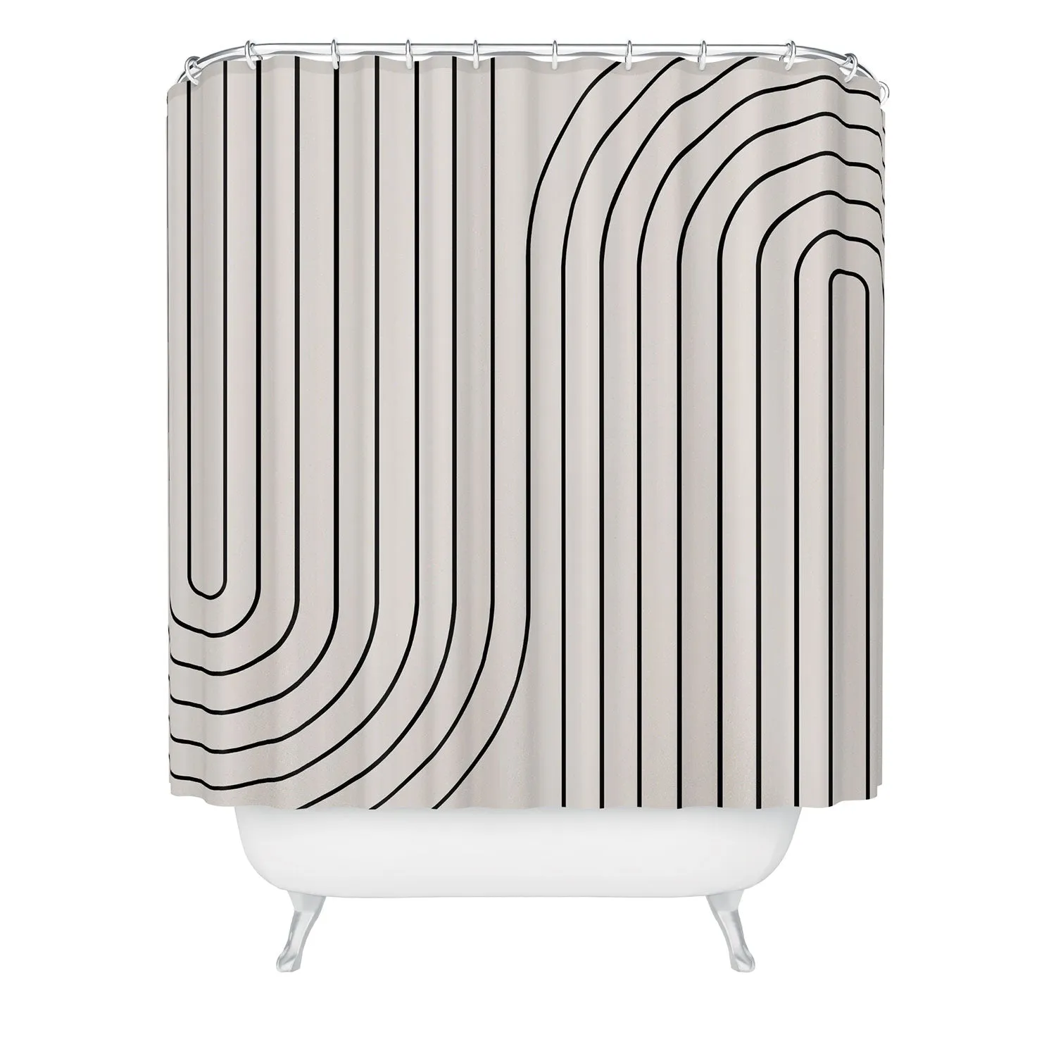 MINIMAL LINE CURVATURE WHITE SHOWER CURTAIN