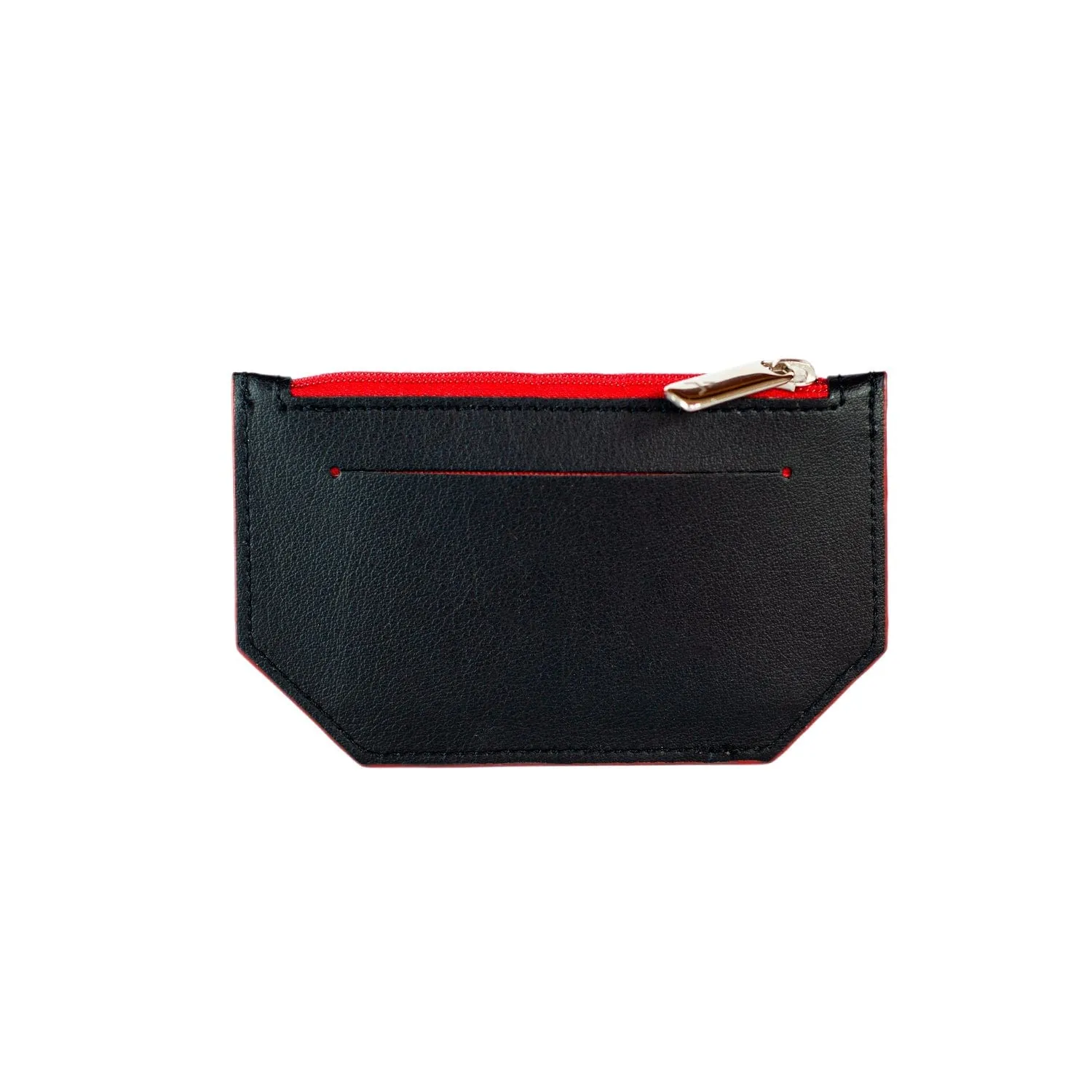 Minimal Vegan Leather Card Holder | Black & Red