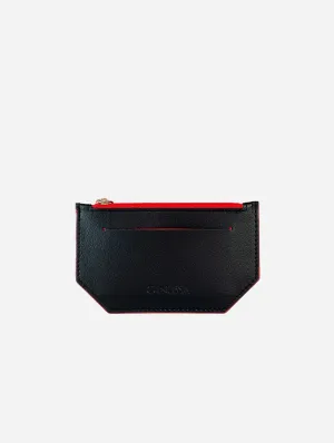 Minimal Vegan Leather Card Holder | Black & Red