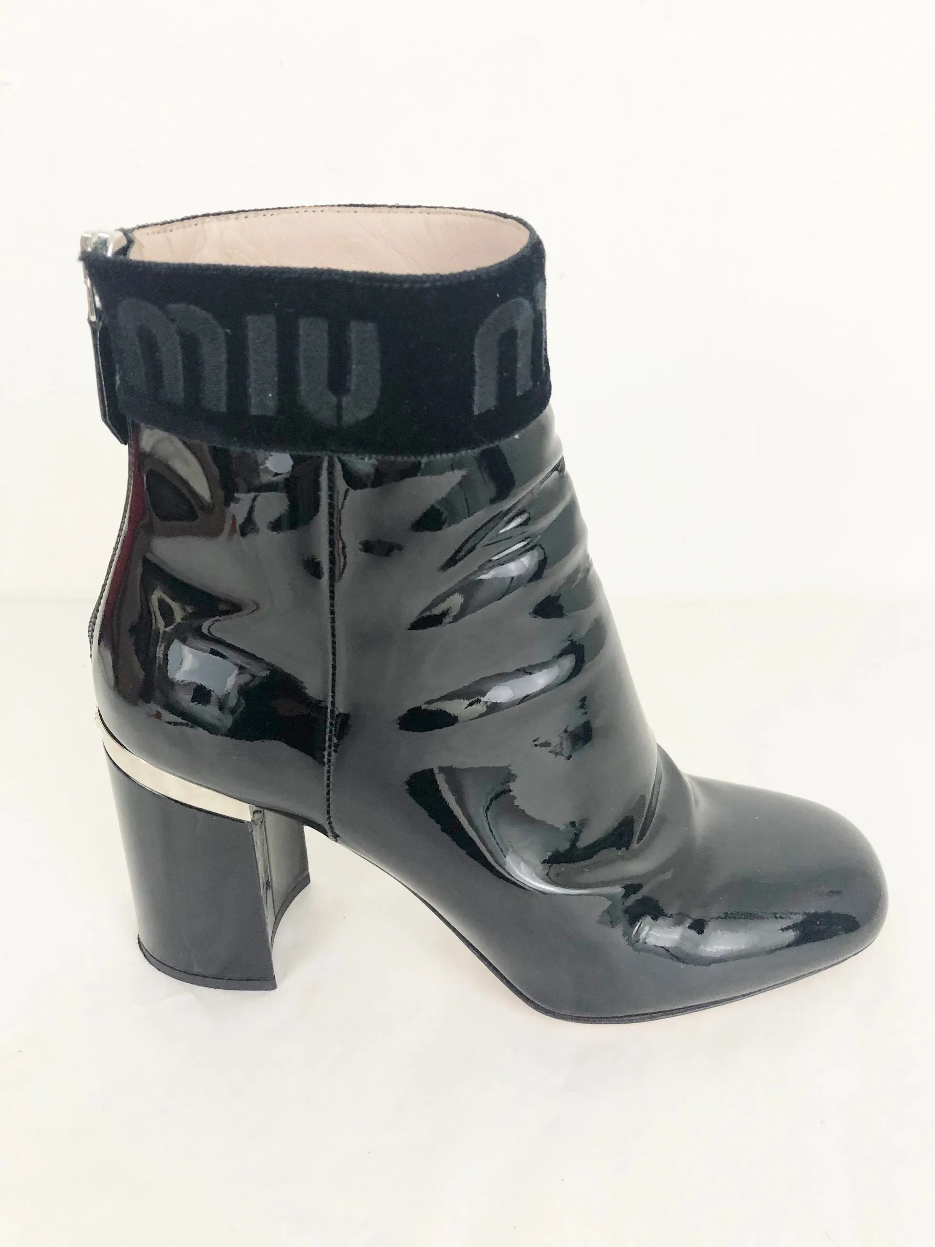 Miu Miu Patent Leather Ankle Boots Size 6.5