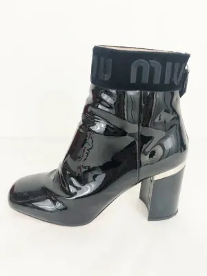 Miu Miu Patent Leather Ankle Boots Size 6.5