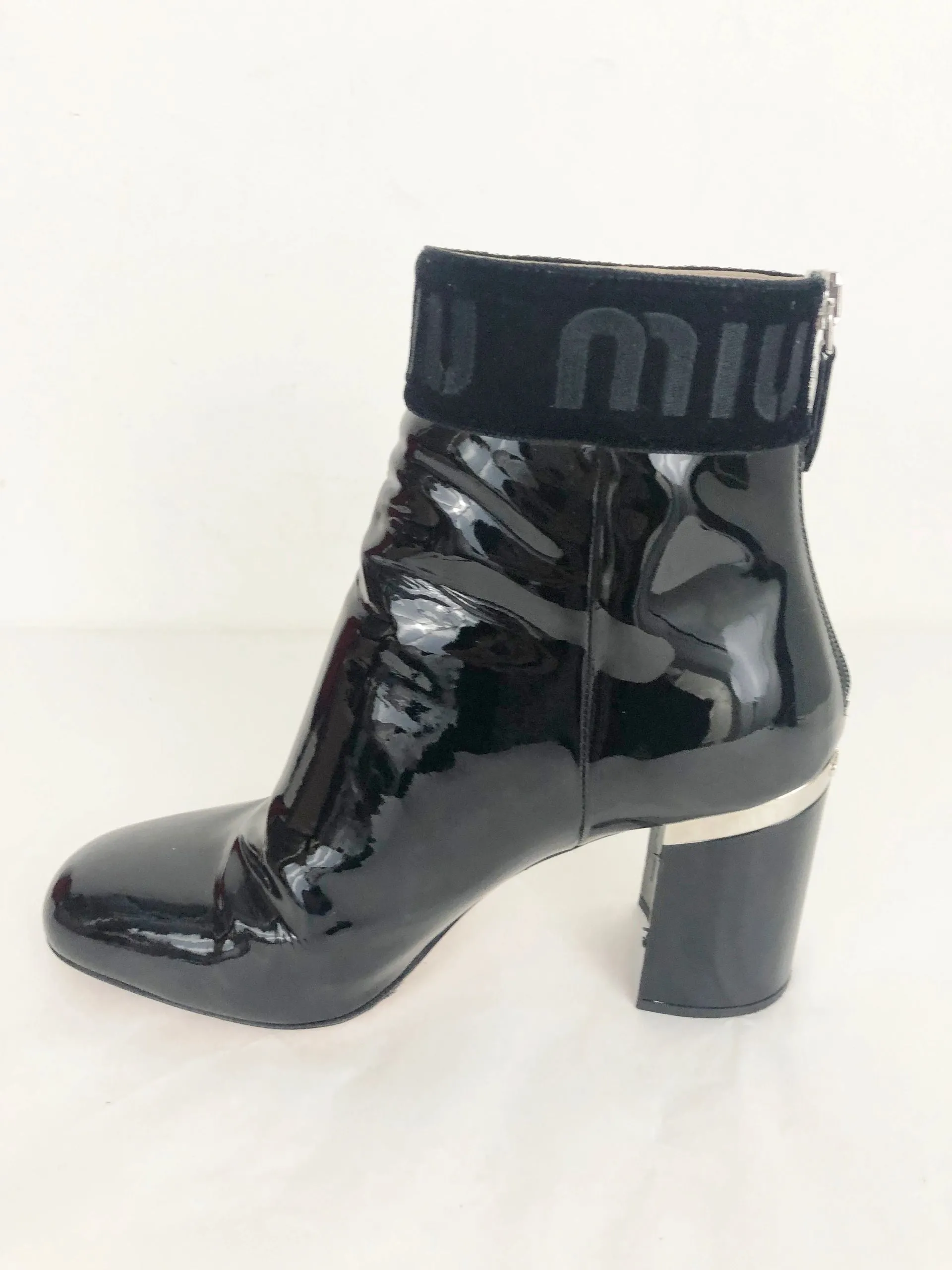 Miu Miu Patent Leather Ankle Boots Size 6.5