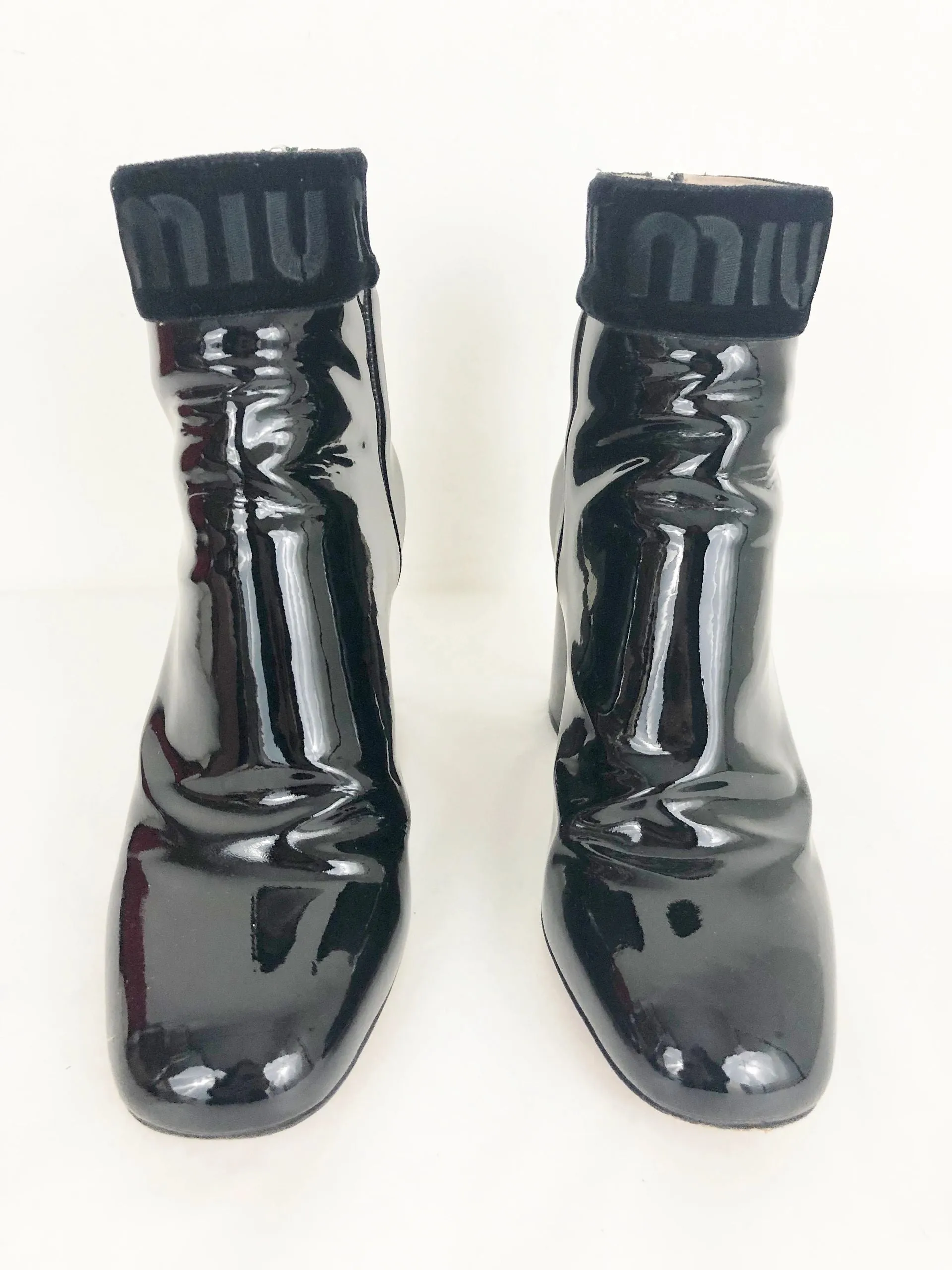 Miu Miu Patent Leather Ankle Boots Size 6.5
