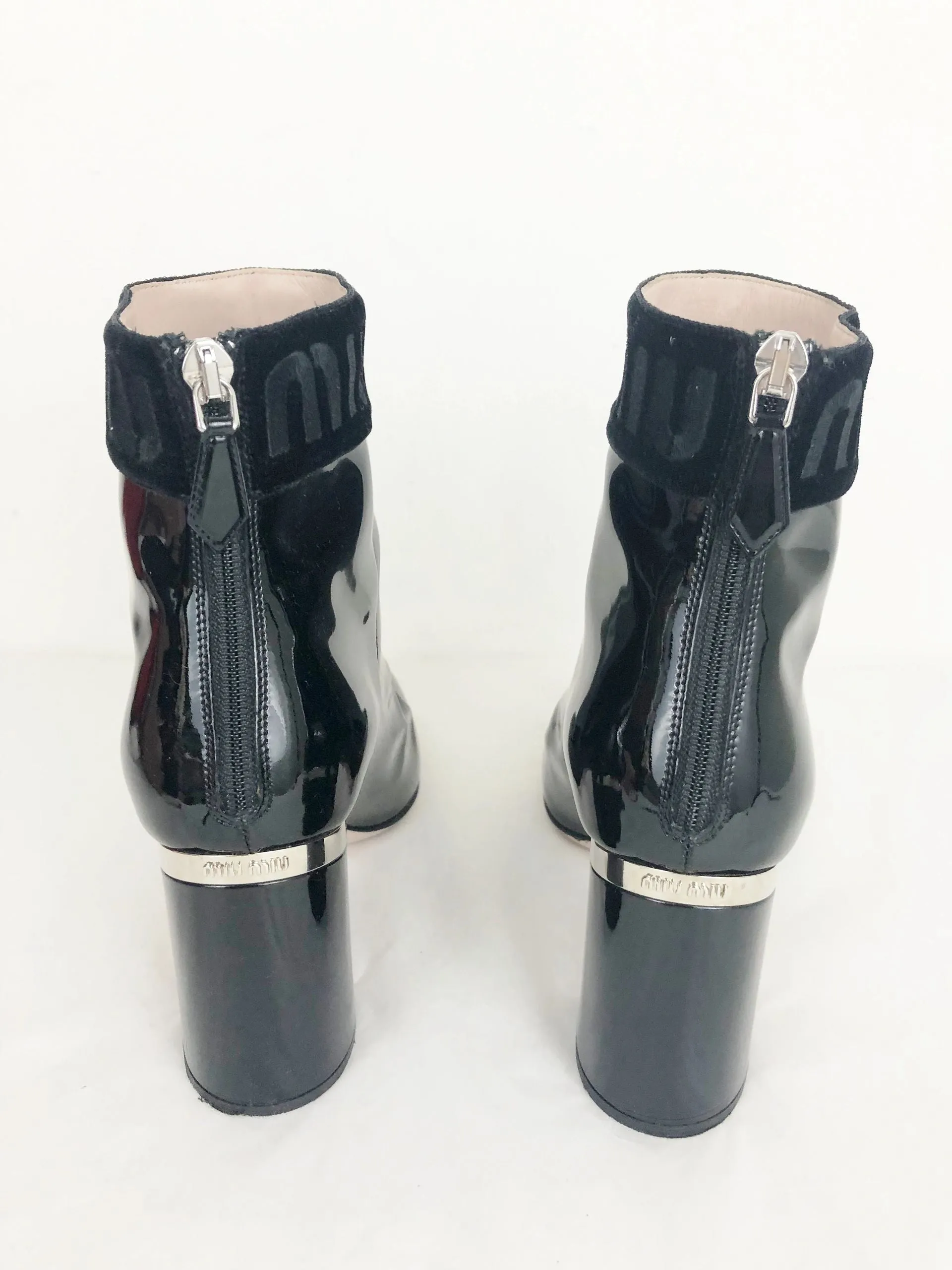 Miu Miu Patent Leather Ankle Boots Size 6.5