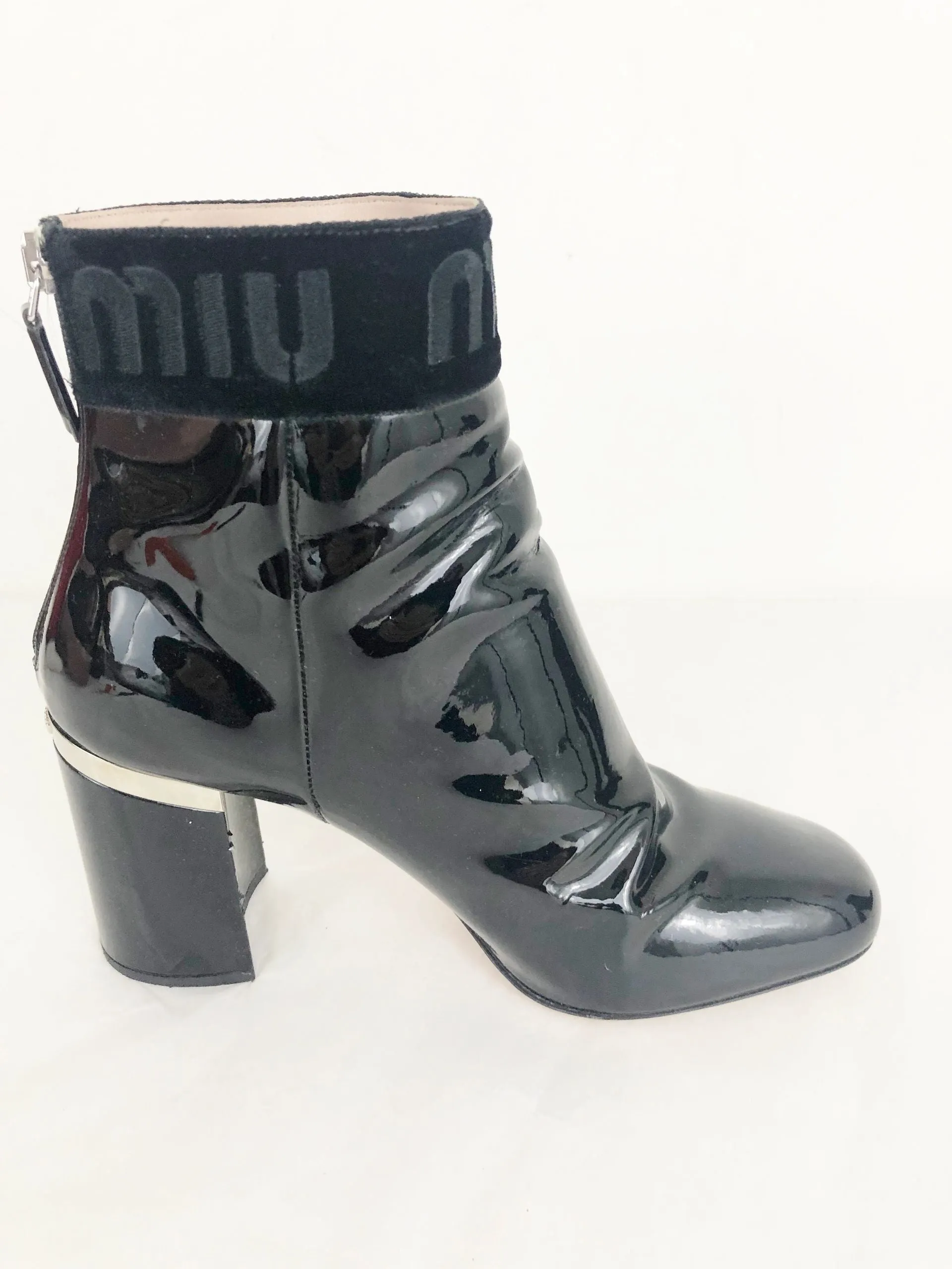 Miu Miu Patent Leather Ankle Boots Size 6.5