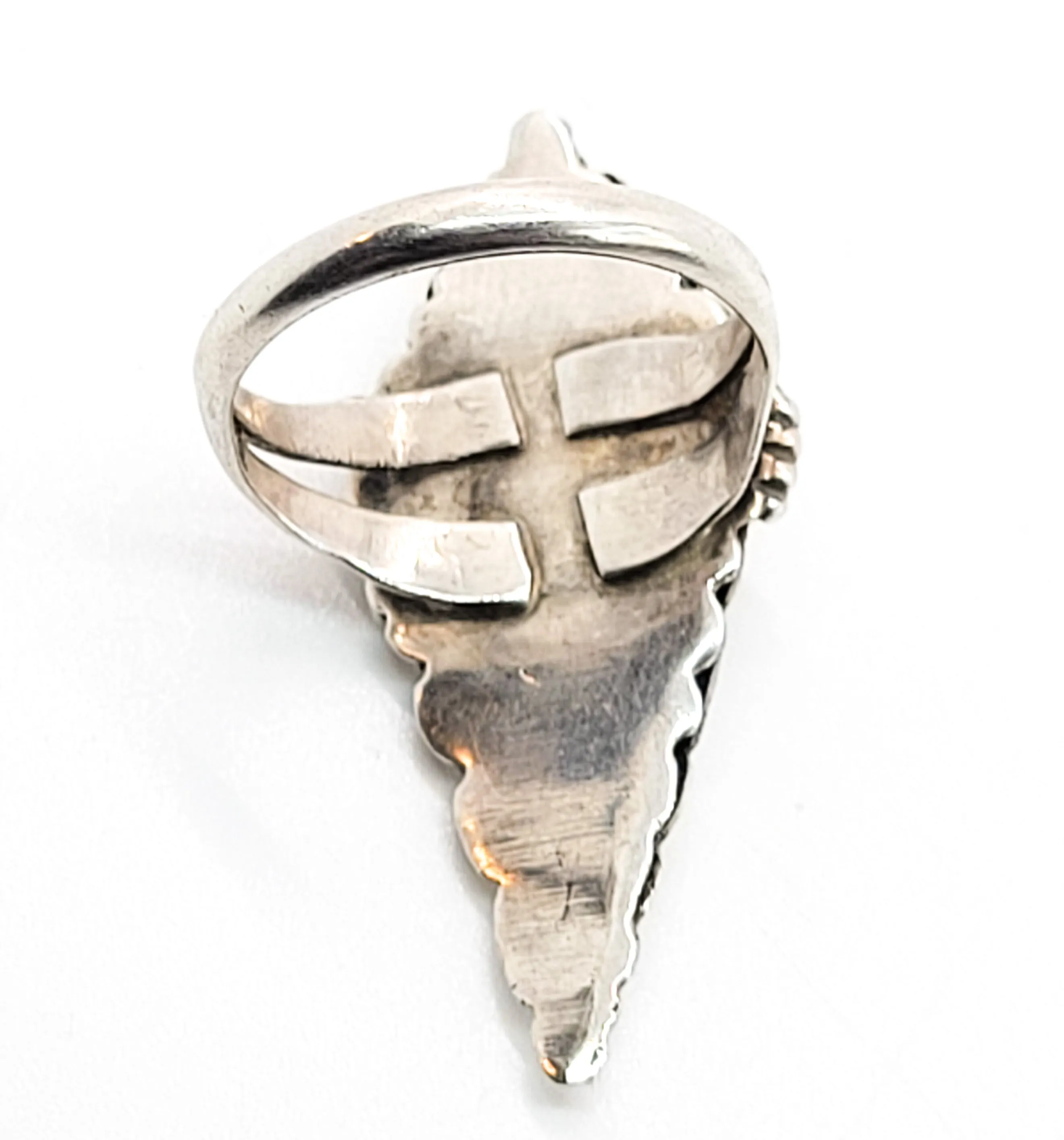 Native American Artisan handcrafted sterling silver feather vintage ring size 5.75