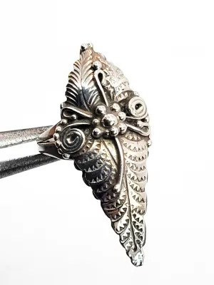 Native American Artisan handcrafted sterling silver feather vintage ring size 5.75