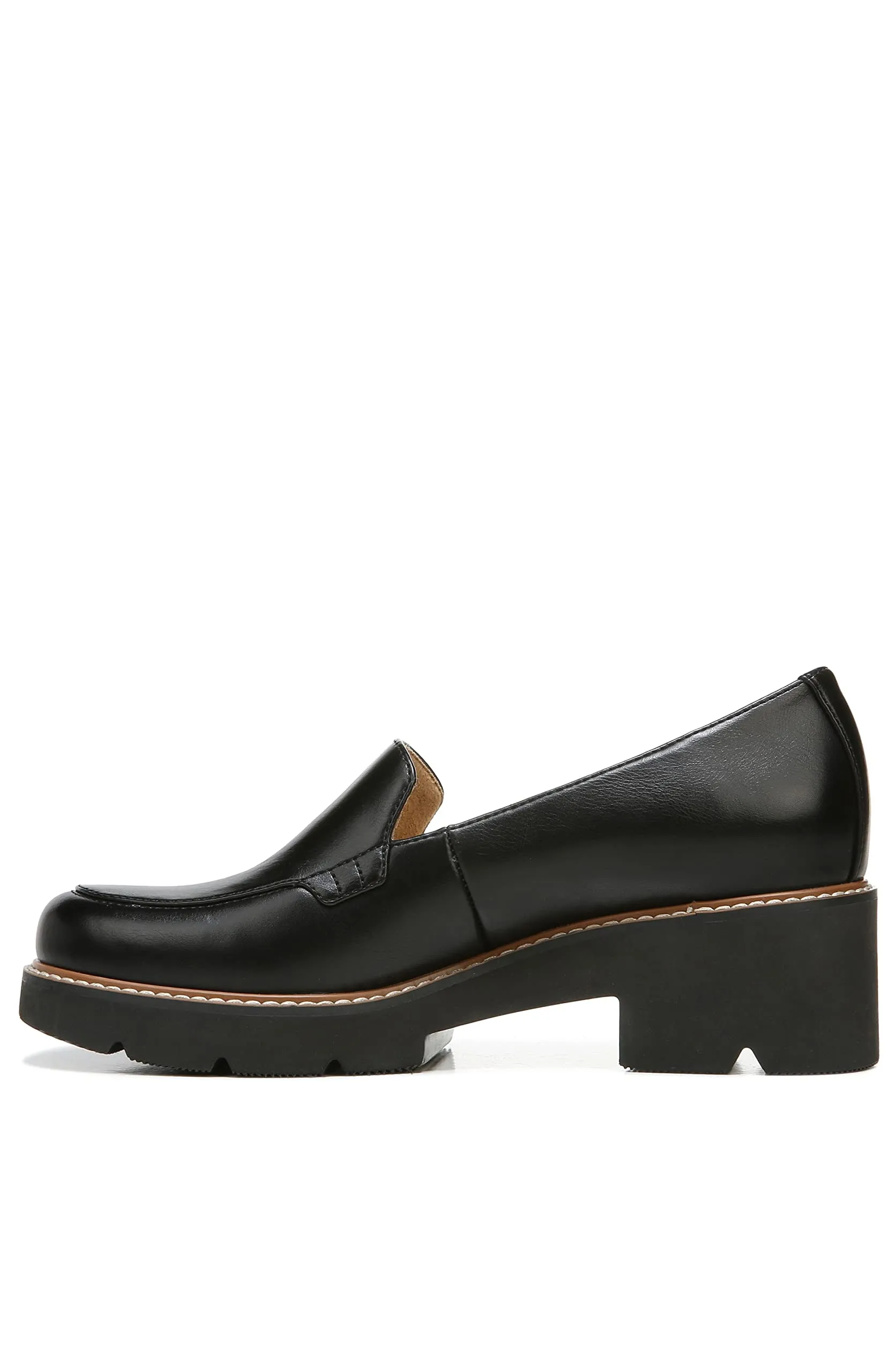 Naturalizer Womens Cabaret Slip On Lightweight Lug Heeled Loafer, Black Smooth, 7.5 M