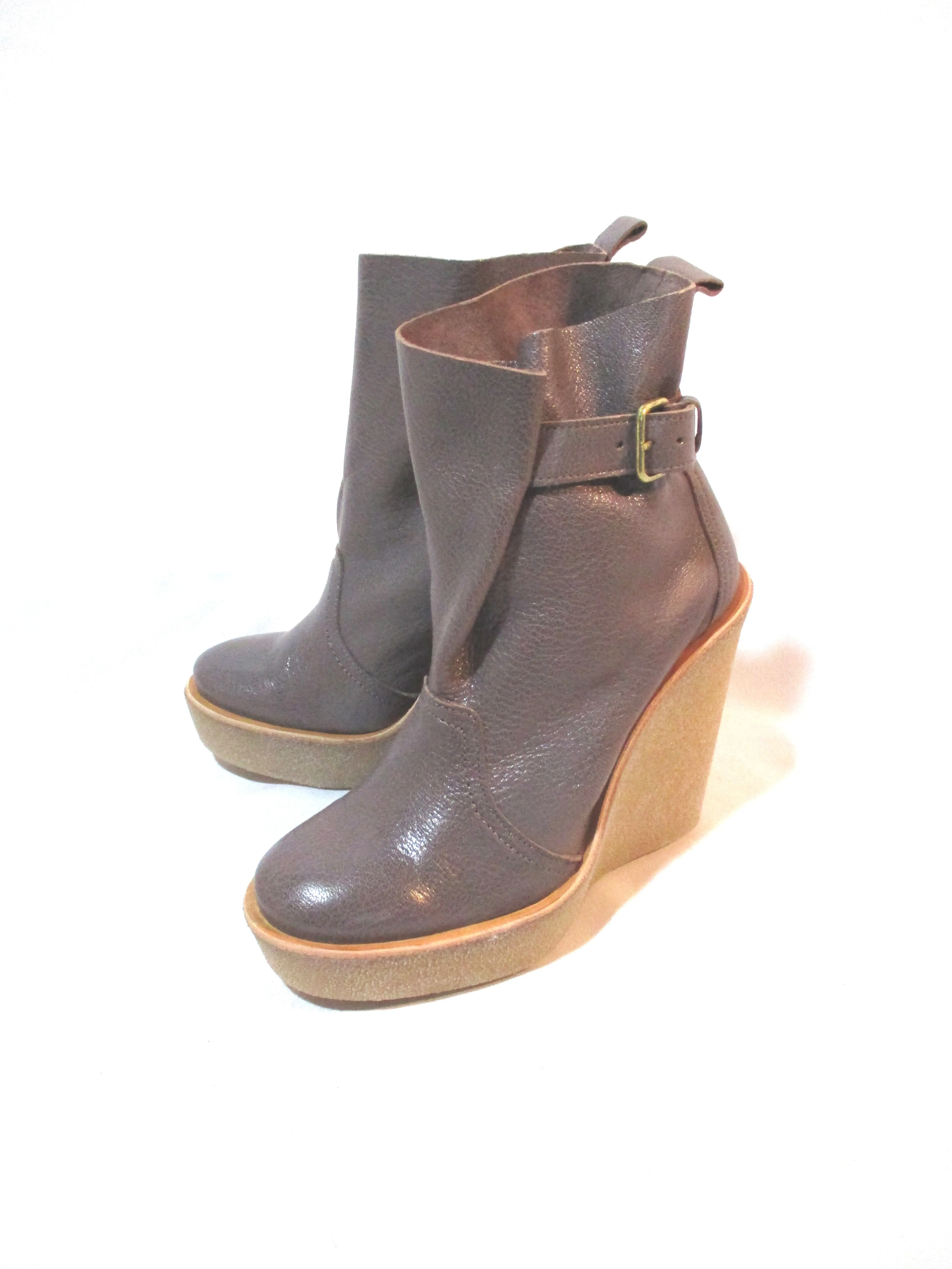 NEW PIERRE HARDY GRAIN CALF Ankle Boot Bootie 37 TAUPE BROWN NIB