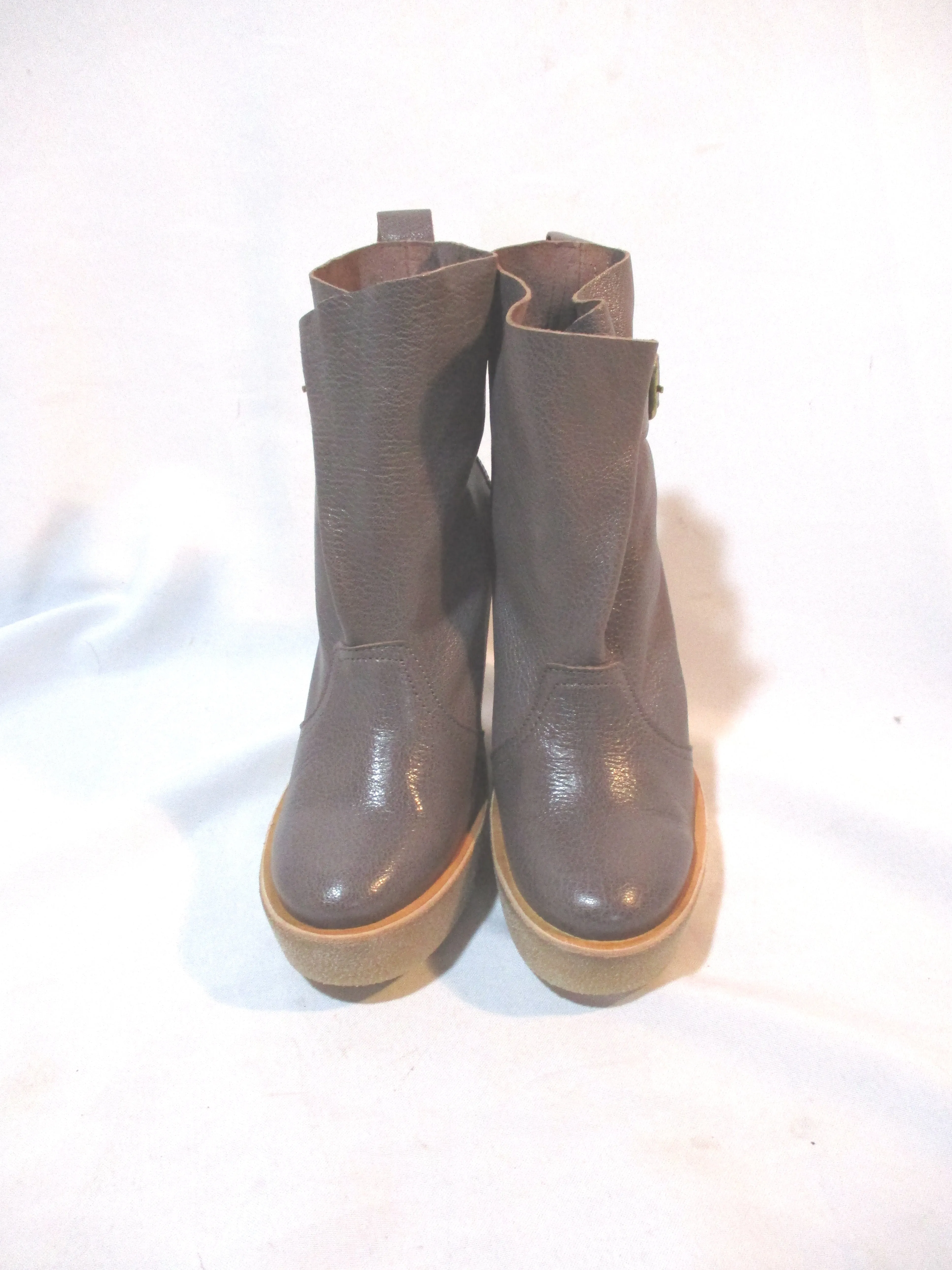NEW PIERRE HARDY GRAIN CALF Ankle Boot Bootie 37 TAUPE BROWN NIB
