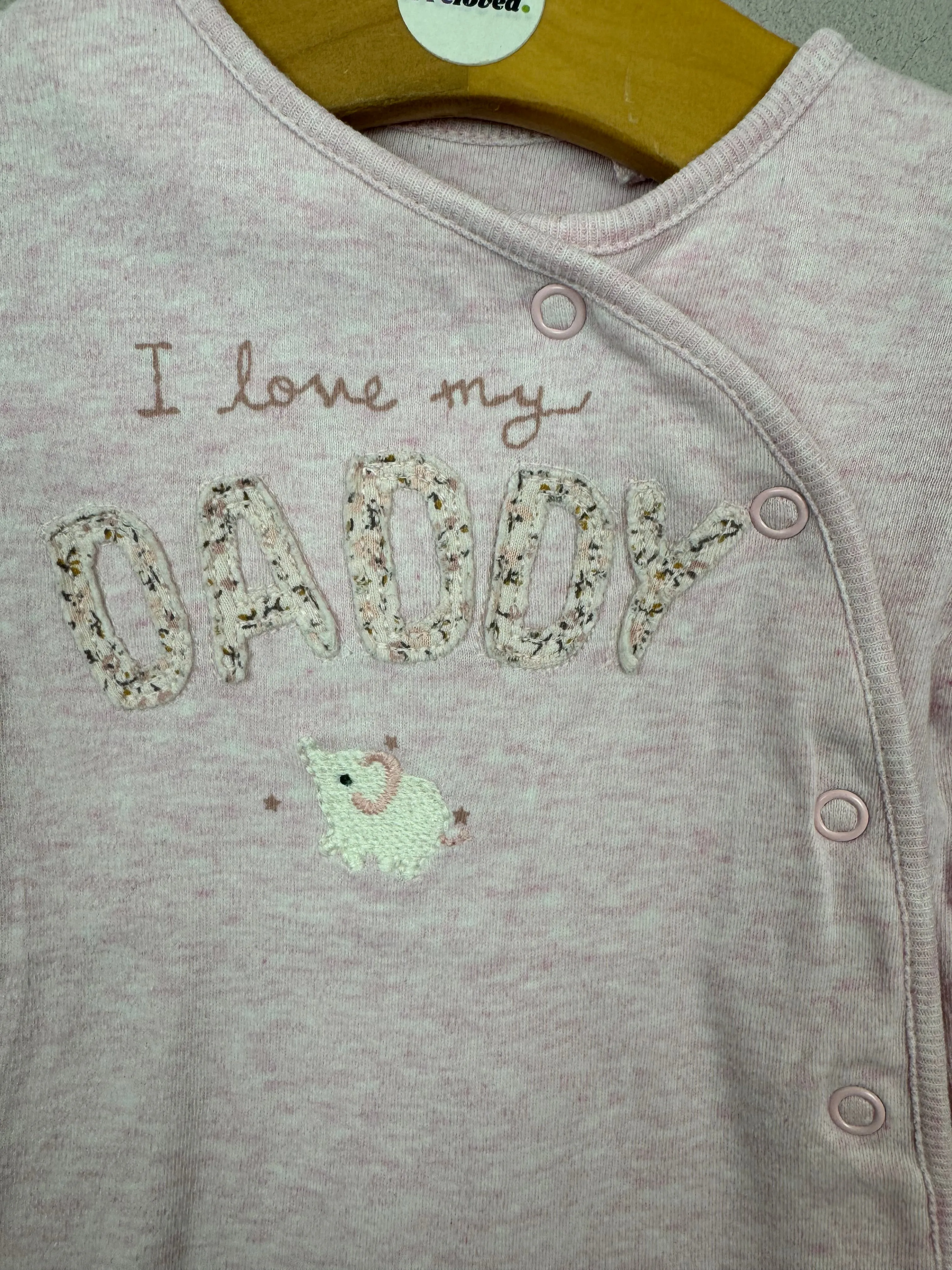 Next I Love My Daddy Pink Sleepsuit First Size