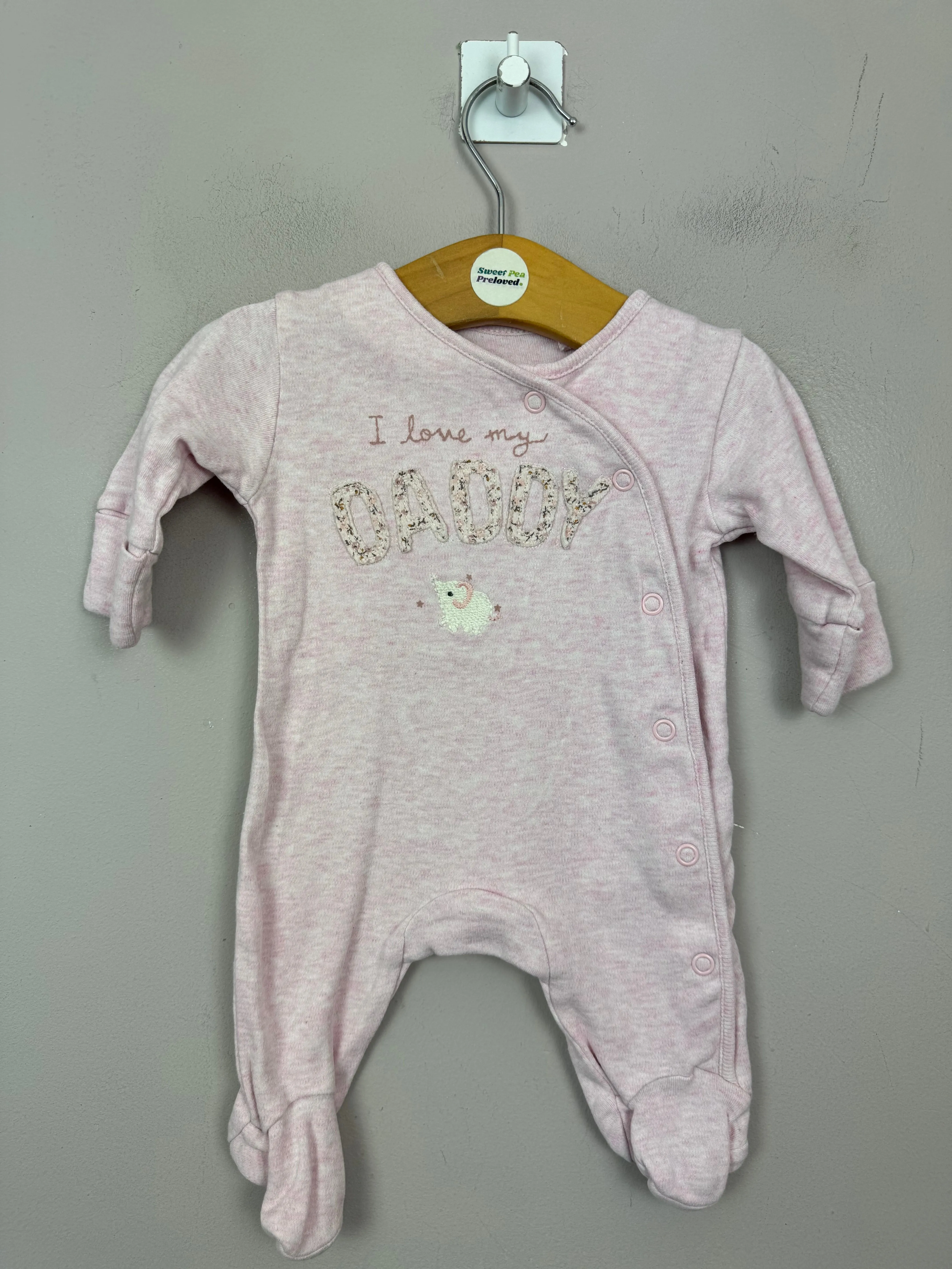 Next I Love My Daddy Pink Sleepsuit First Size