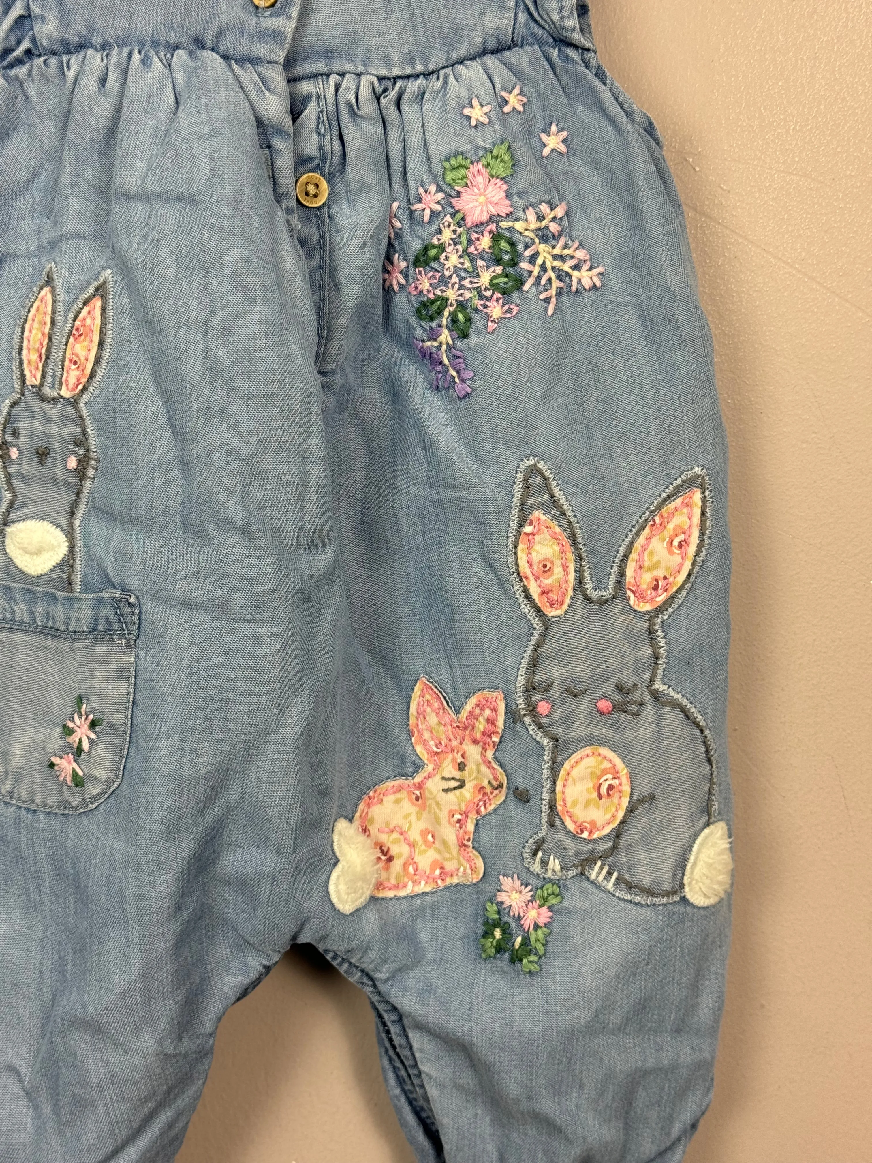 Next Lined Bunny Dungarees 0-3m