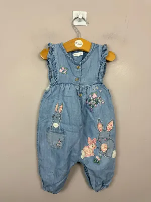 Next Lined Bunny Dungarees 0-3m