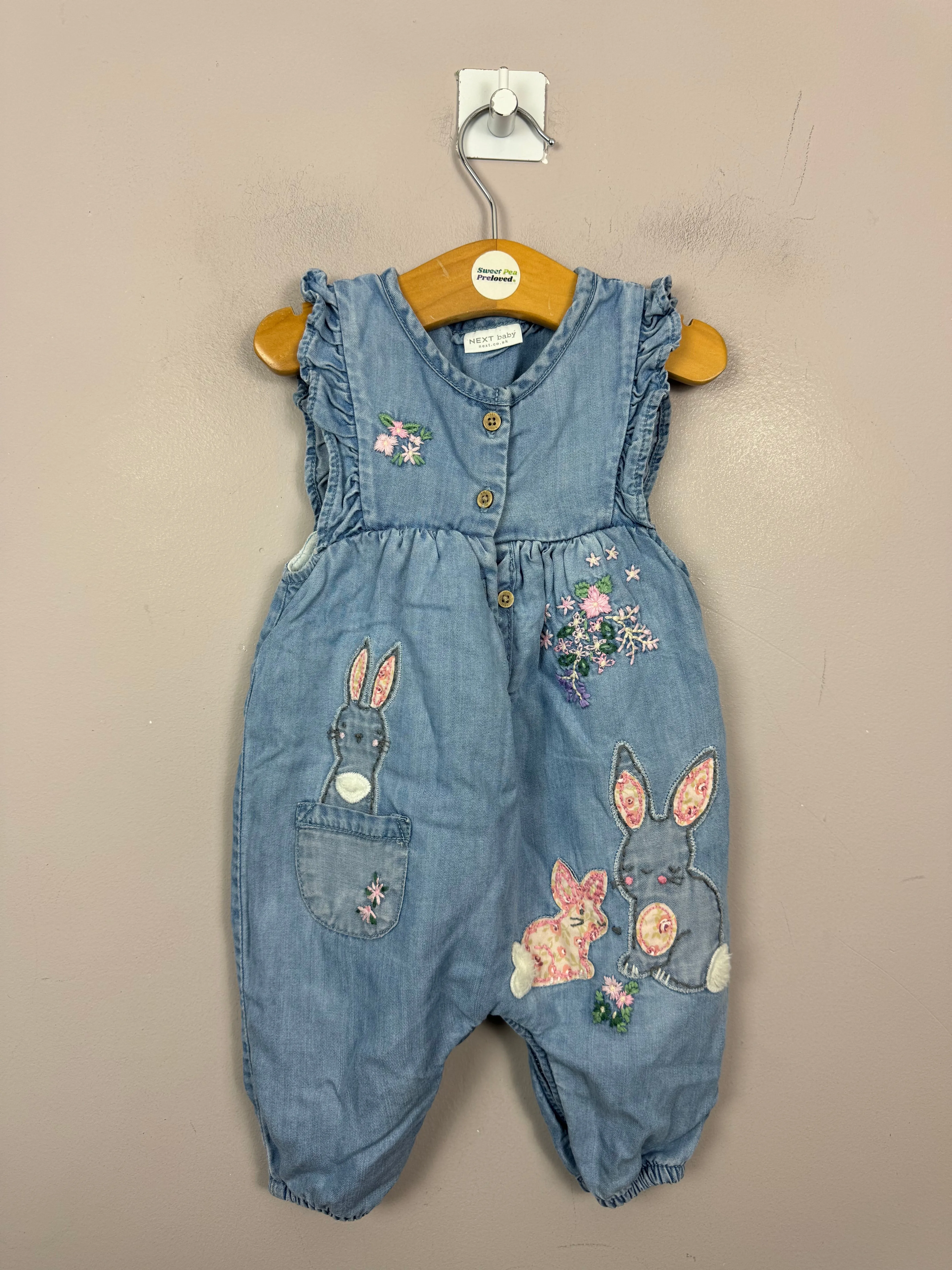 Next Lined Bunny Dungarees 0-3m
