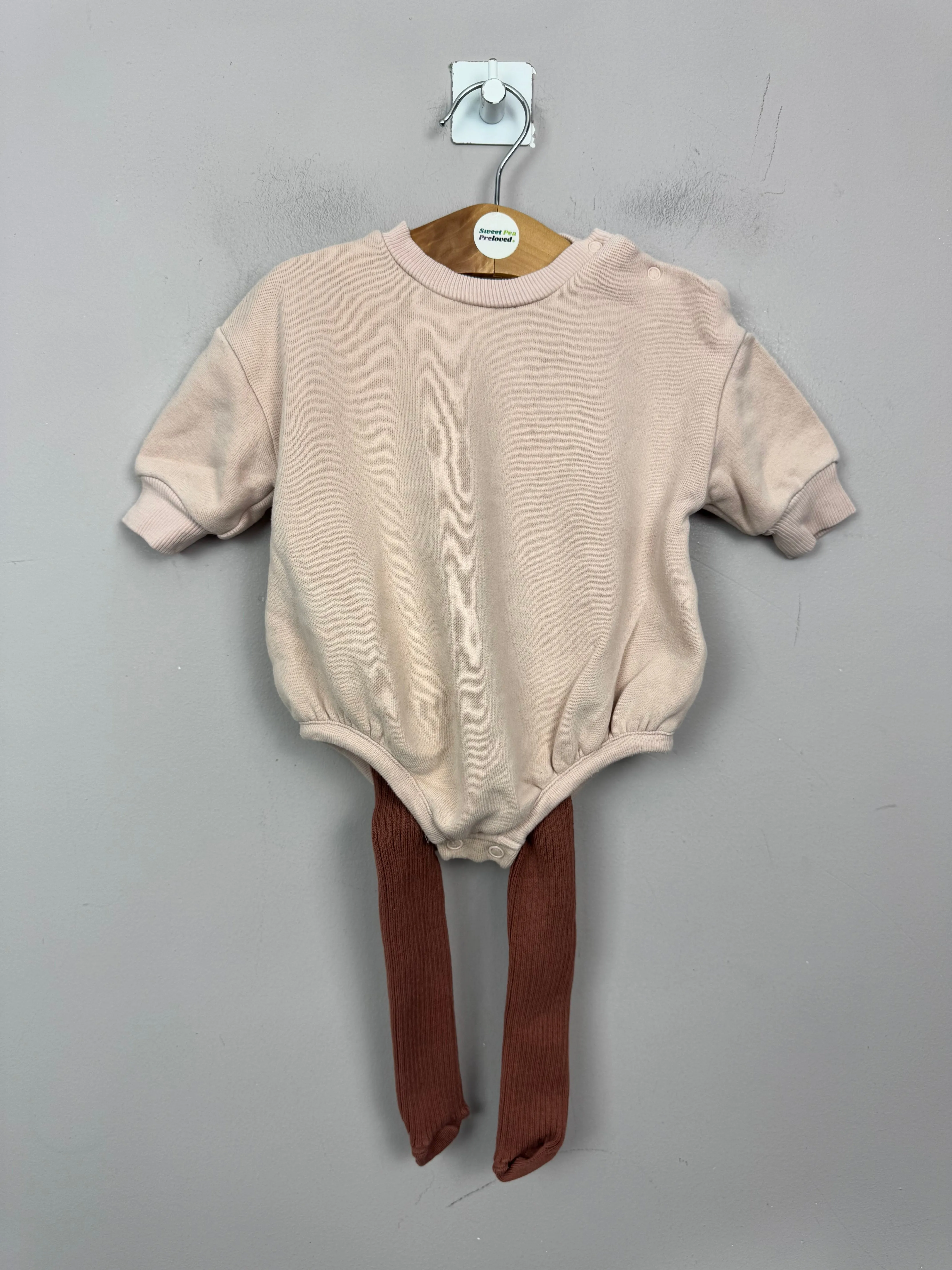 Next palest pink bubble romper set 1m