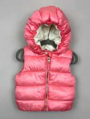 Next pink shine hooded gilet 9-12m