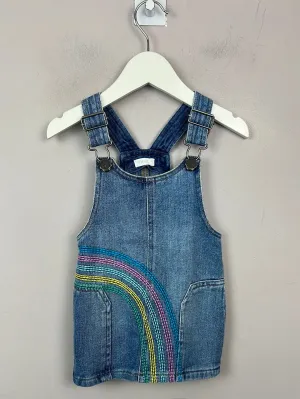 Next rainbow embroidered denim dress 9-12m