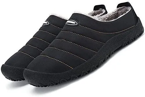 NXY Men's Anti-Slip Winter House Slippers Fur Lined Slip On Indoor Outdoor Women Clog Loafers