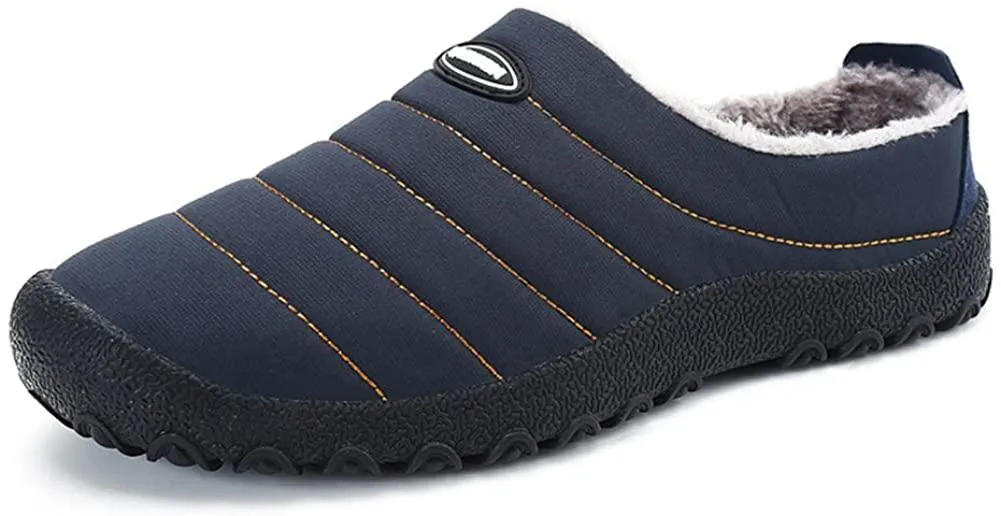 NXY Men's Anti-Slip Winter House Slippers Fur Lined Slip On Indoor Outdoor Women Clog Loafers