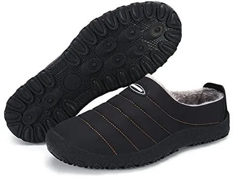 NXY Men's Anti-Slip Winter House Slippers Fur Lined Slip On Indoor Outdoor Women Clog Loafers