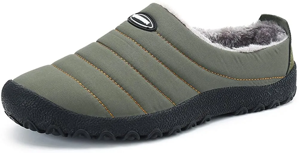 NXY Men's Anti-Slip Winter House Slippers Fur Lined Slip On Indoor Outdoor Women Clog Loafers