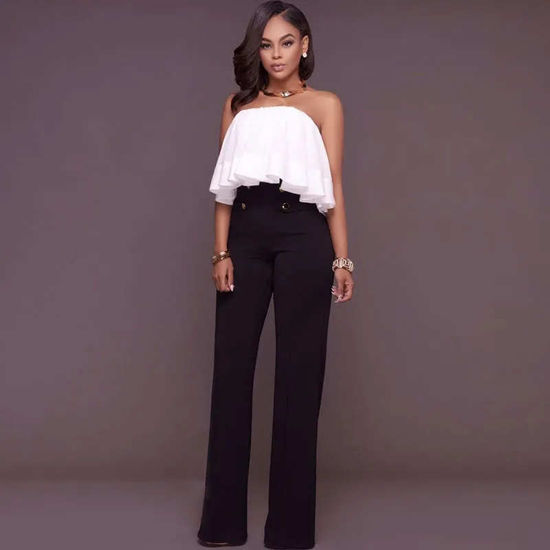 Nyla High-Waist Wide-Leg Button Detail Tailored Pants