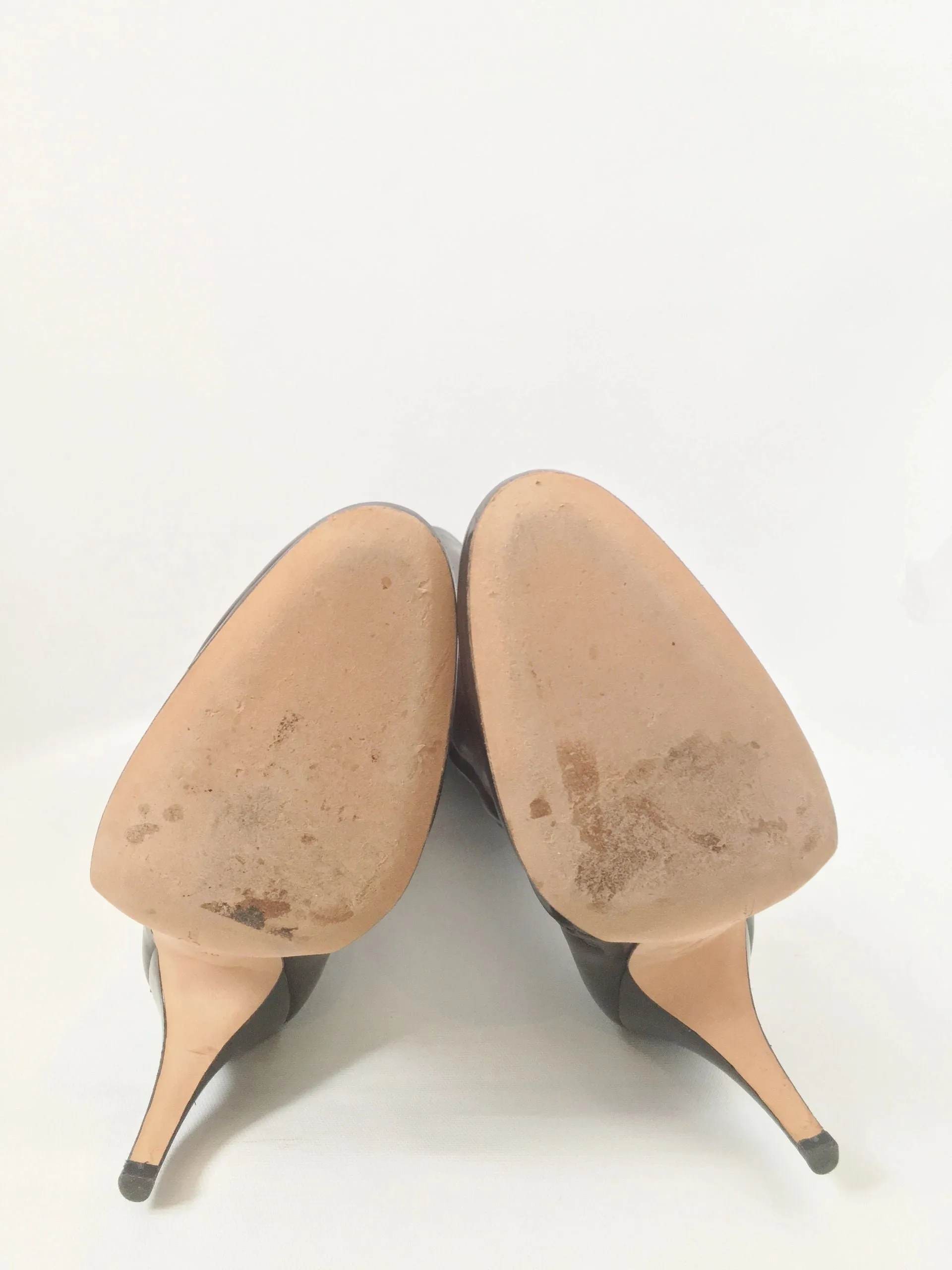 Oscar De La Renta Brown Leather Boots Size 38 It (8 Us)