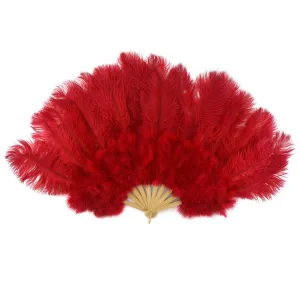 Ostrich Feather Fan with Marabou - Red