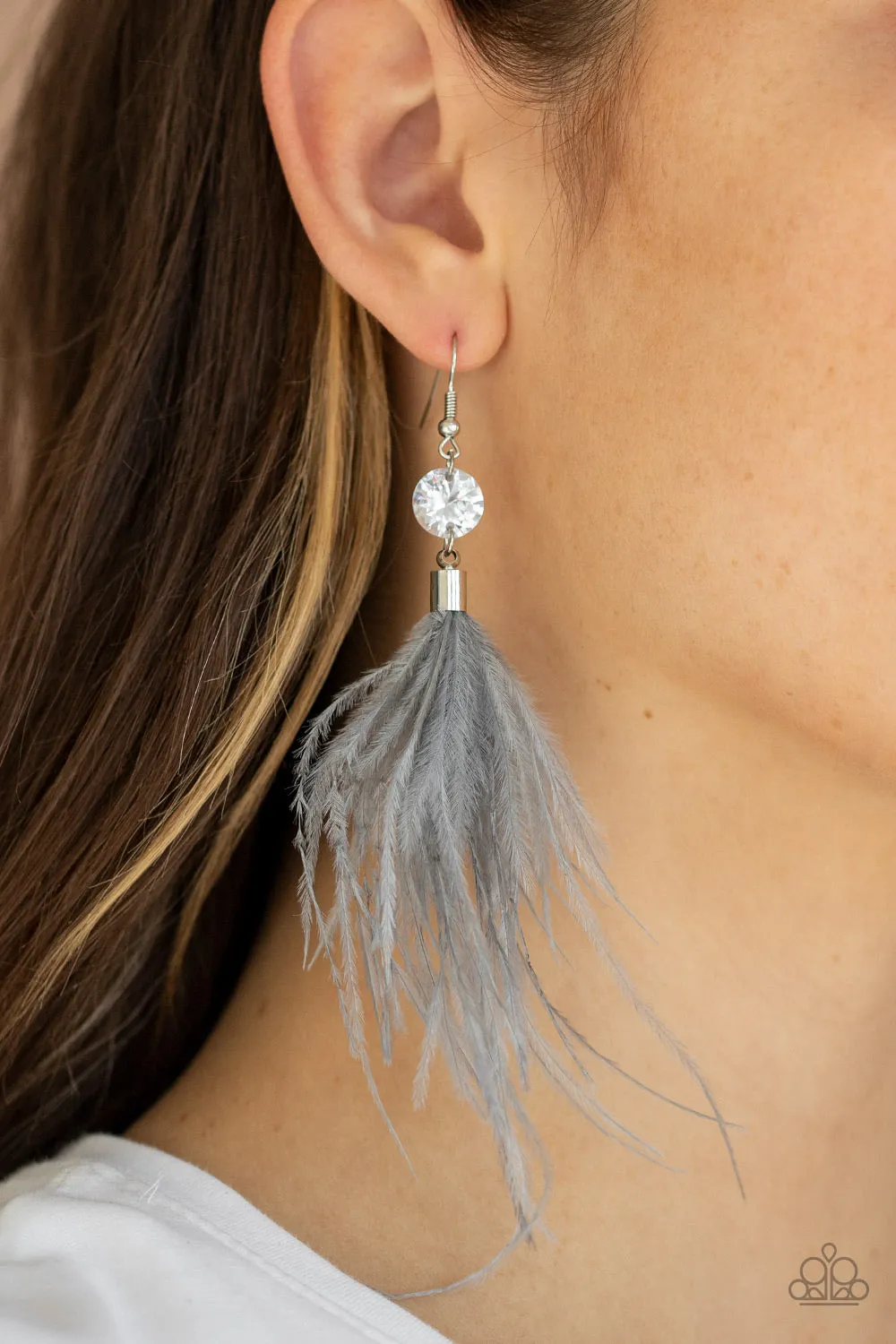 Paparazzi Feathered Flamboyance Earrings Silver