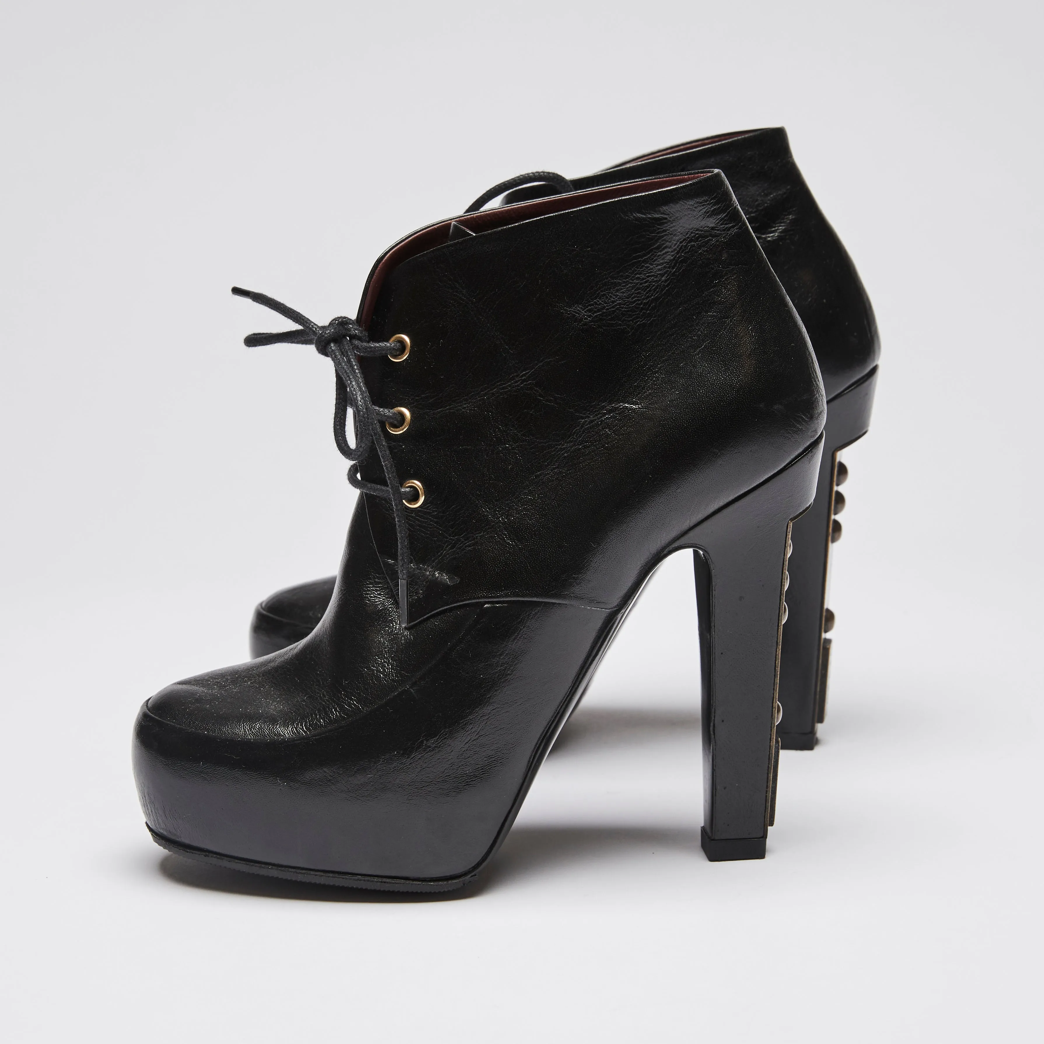 Pre-Loved Chanel™ Lace Up High Heel Ankle Boots Size 35
