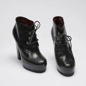 Pre-Loved Chanel™ Lace Up High Heel Ankle Boots Size 35