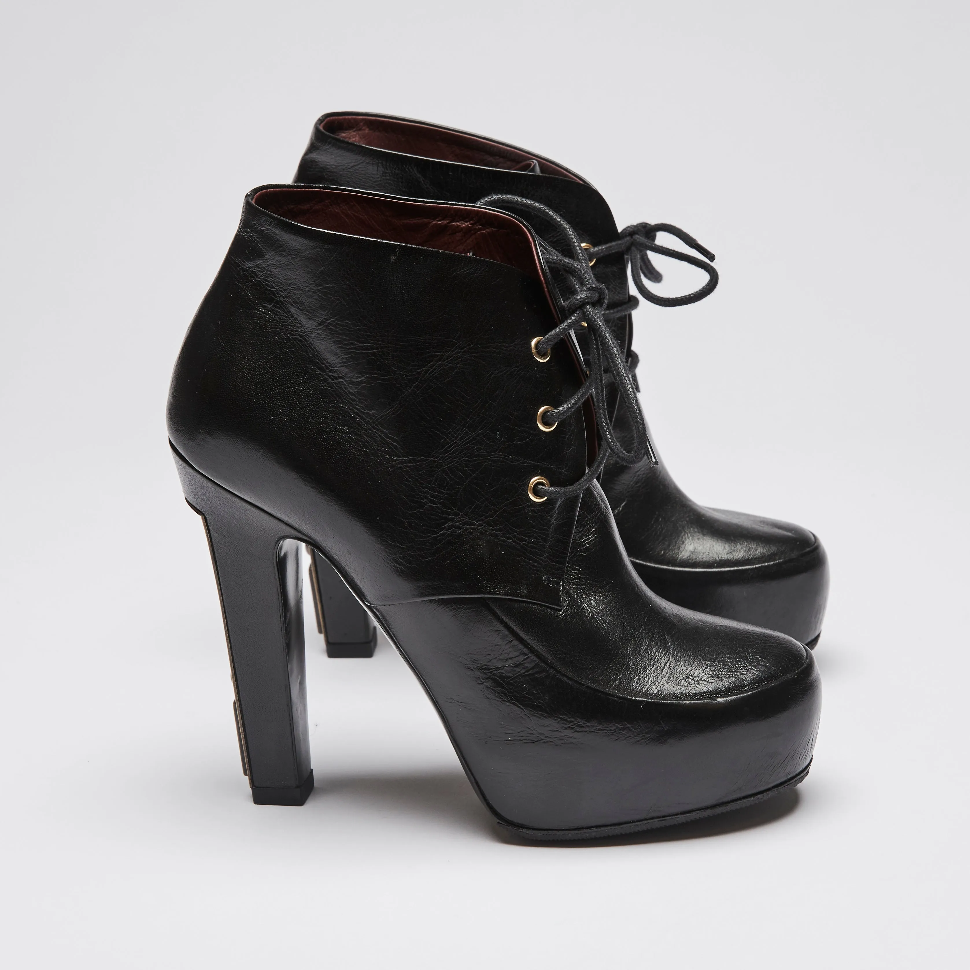 Pre-Loved Chanel™ Lace Up High Heel Ankle Boots Size 35