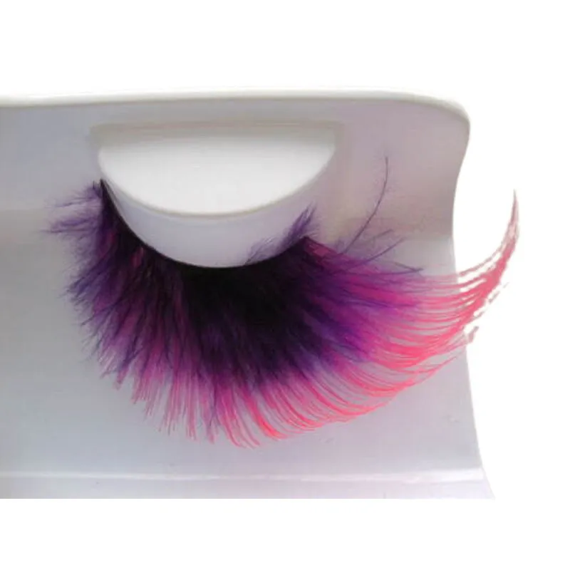 Purple Lashes with Pink Feathers