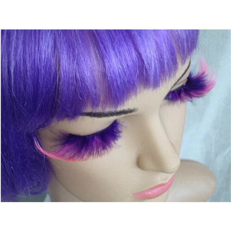 Purple Lashes with Pink Feathers
