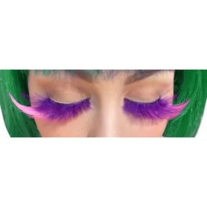 Purple Lashes with Pink Feathers