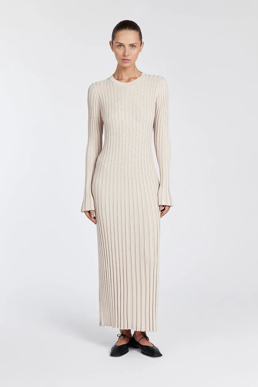 Ribbed Knit Maxi Dress | Long Sleeve | Sleek & Minimal