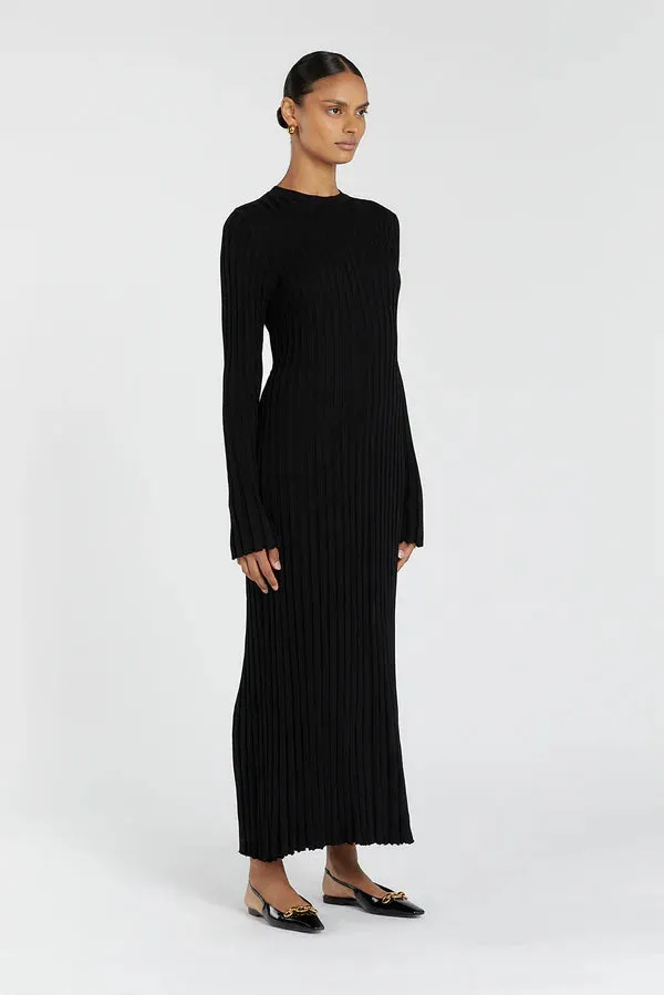 Ribbed Knit Maxi Dress | Long Sleeve | Sleek & Minimal
