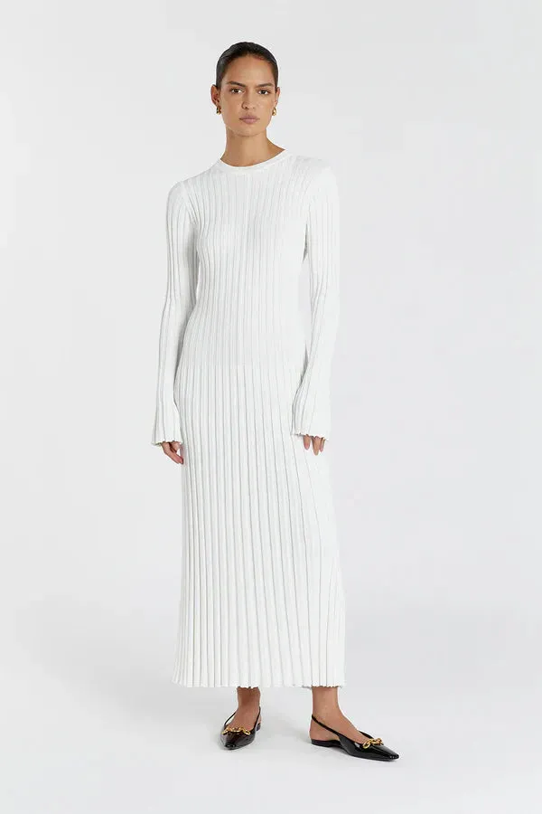 Ribbed Knit Maxi Dress | Long Sleeve | Sleek & Minimal