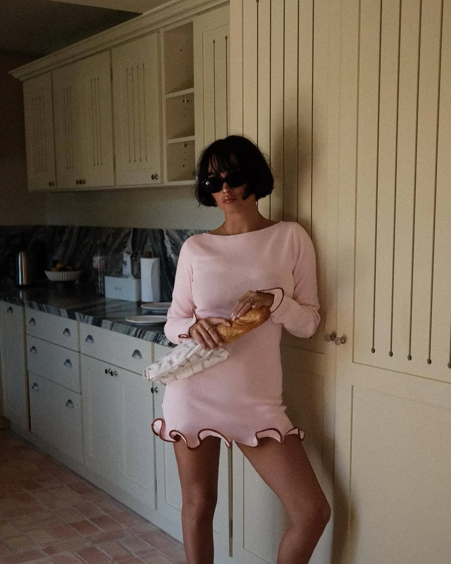 Ruffle Hem Long-Sleeved Knitted Sweater Dress for a Chic Autumn Look