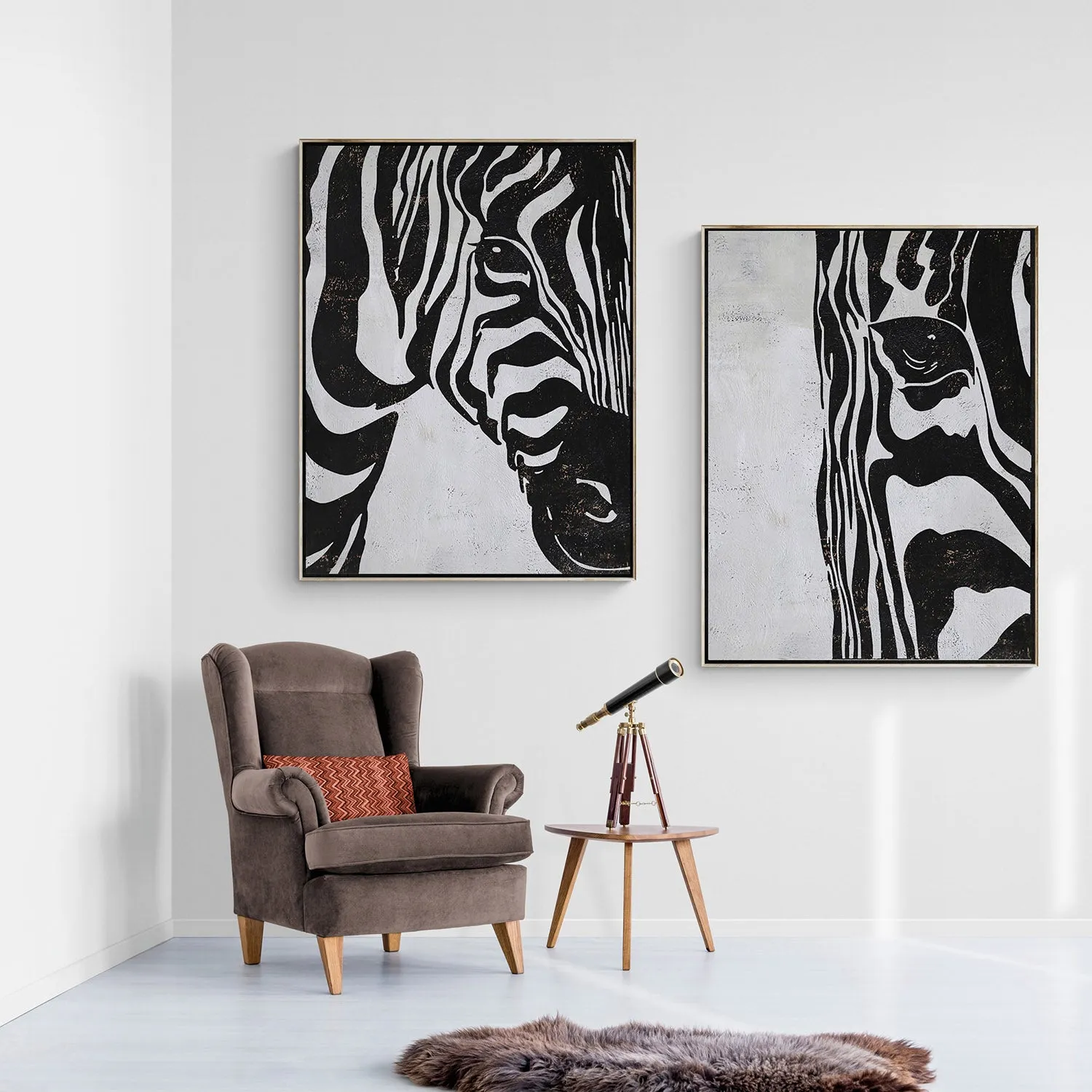 Set of 2 Animal Painting Zebra P102