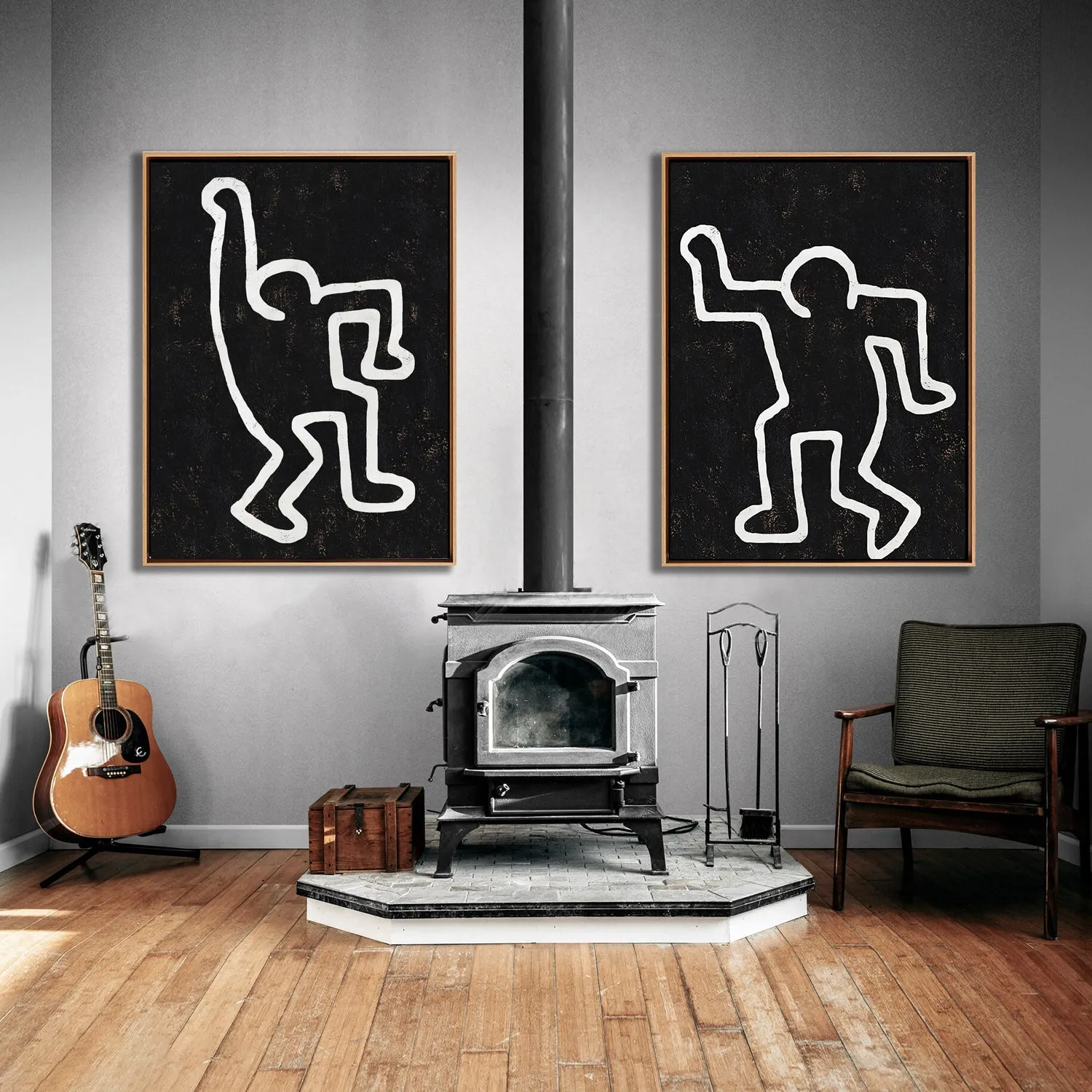 Set of 2 Minimal Painting Dancing Man P123