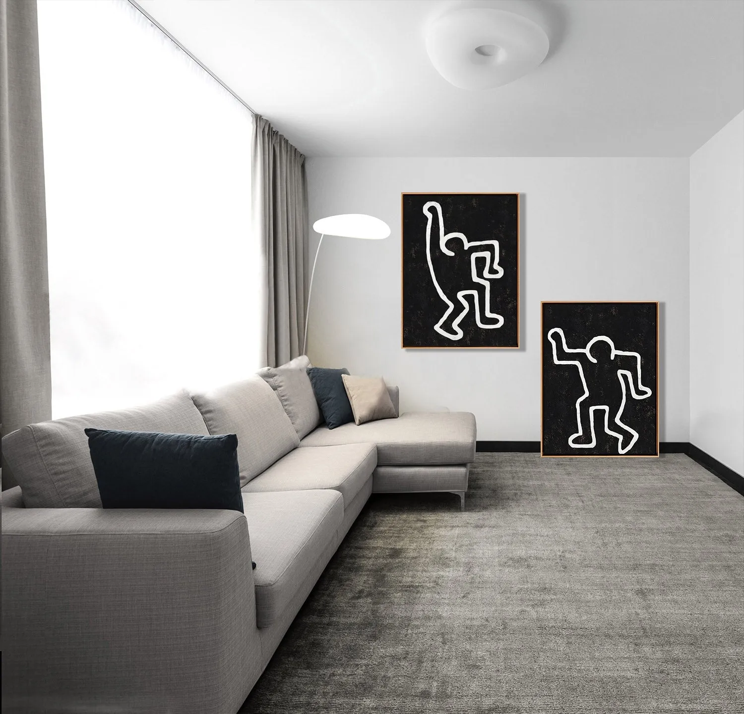 Set of 2 Minimal Painting Dancing Man P123