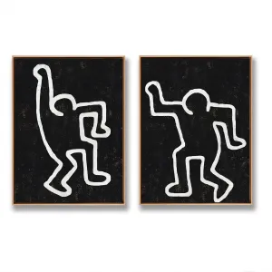 Set of 2 Minimal Painting Dancing Man P123