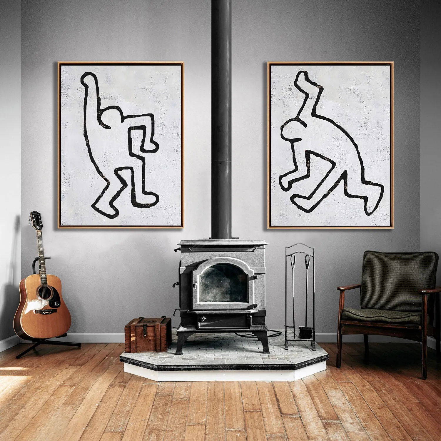 Set of 2 Minimal Painting Dancing Man P85