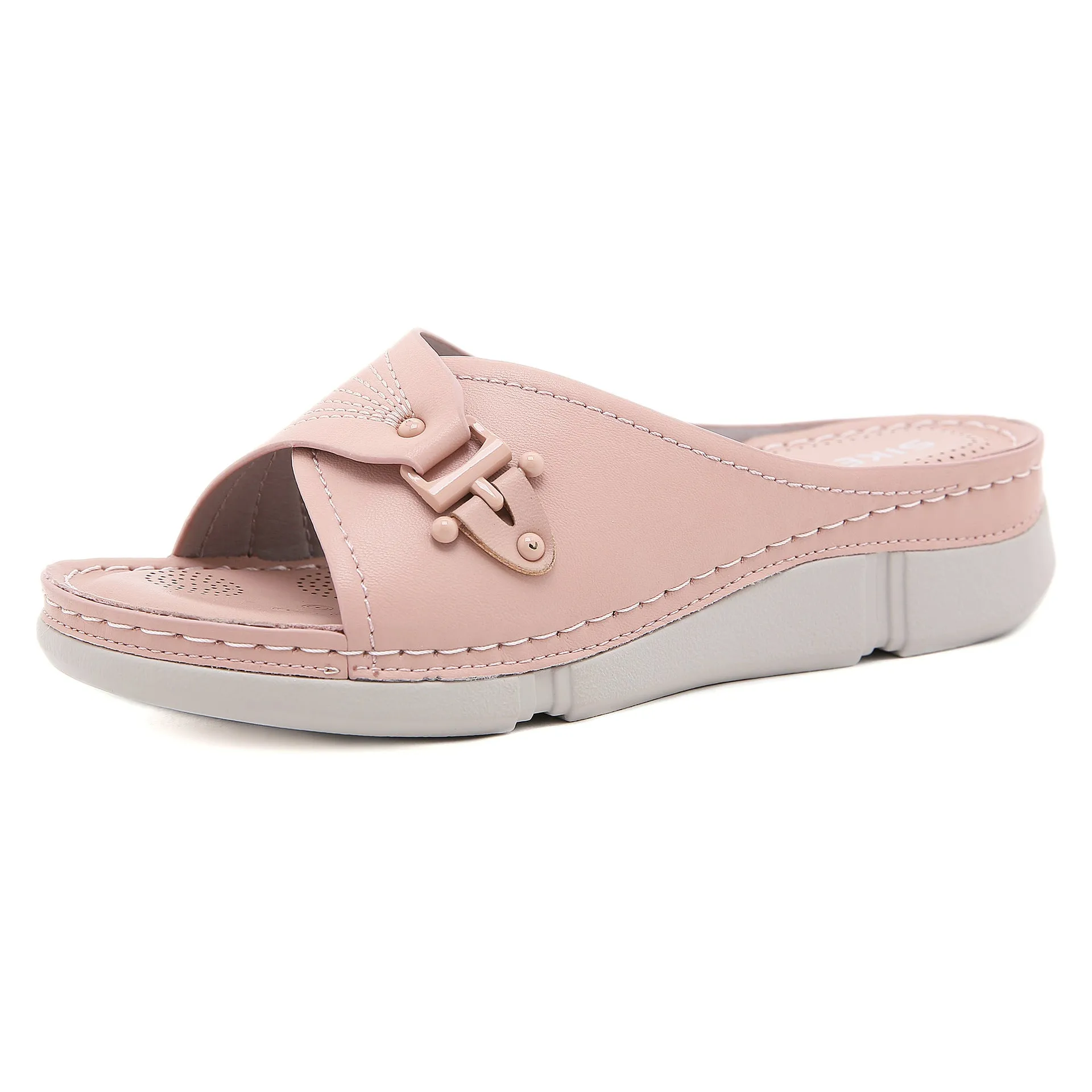 Slip On Round Toed Sandals with Buckles